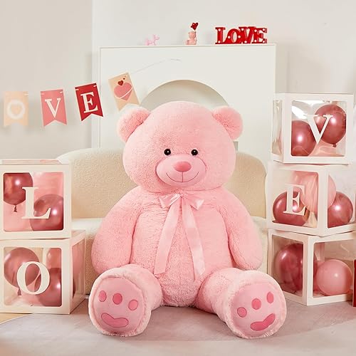 Miniatura 2 de Tezituor Oso de peluche gigante de 5 pies, oso de peluche rosa grande, regalo de San Valentín para mujeres, novia, novio, peluche suave