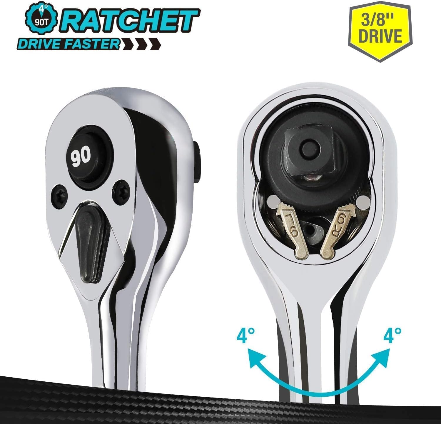 DURATECH 56-pieces 1/4" Mini Ratchet Wrench and Screwdriver Bit Set, 3/8-Inch Drive Ratchet Handle