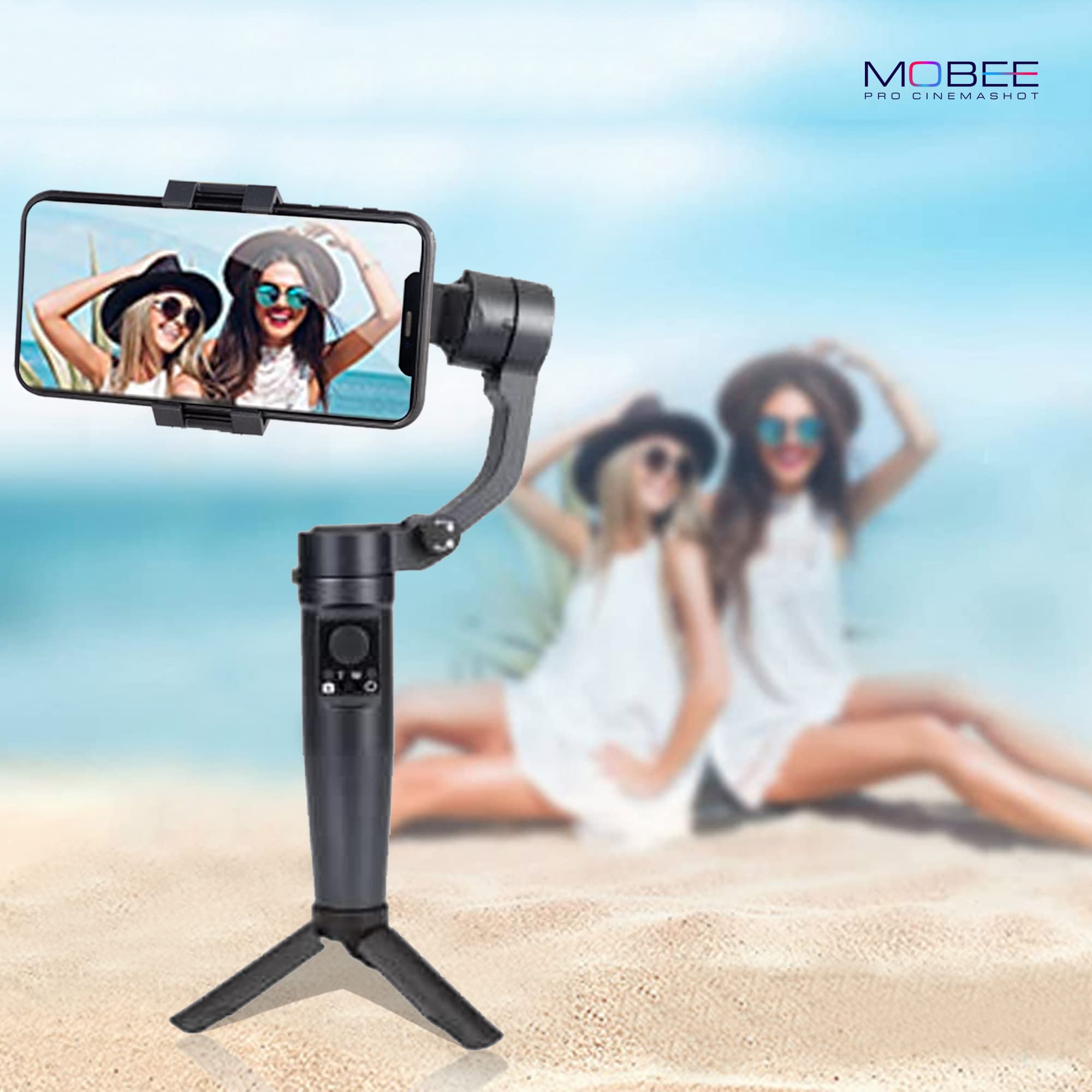 Mobee Pro Cinemashot - Gimbal movil Estabilizador para Smartphone Soporte de teléfono antivibración Gimbal Estabilizador para Móvil de 3 Ejes Trípode estabilizador diseño Plegable y portátil