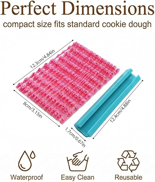 Timbro e Stampo per Biscotti con Lettere dell’Alfabeto Personalizzate, Set Formine per Torta e Tagliabiscotti Rettangolari, Strumento per Decorazione Torte e Pasticceria - 5