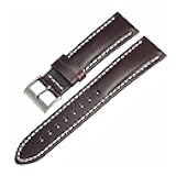 HFERHT Vintage Italian Waxed Leather Watch Band 18mm 20mm 22mm Smooth Leather Watch Strap