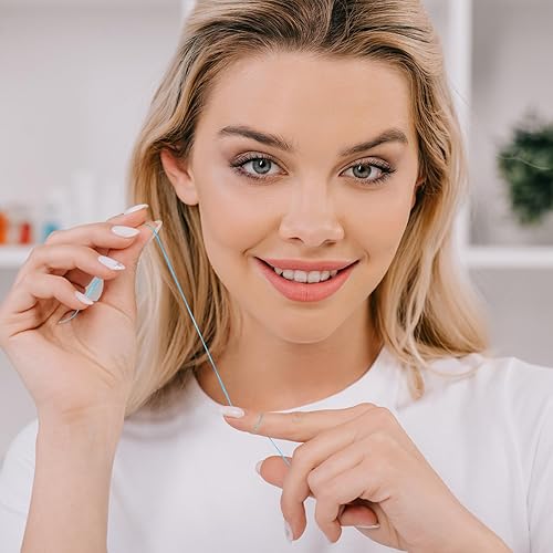 Miniatura 6 de Hilo dental tejido con infusión de aceite de coco, hilo dental encerado de vegetales naturales de limpieza profunda, limpieza extra ancha y se