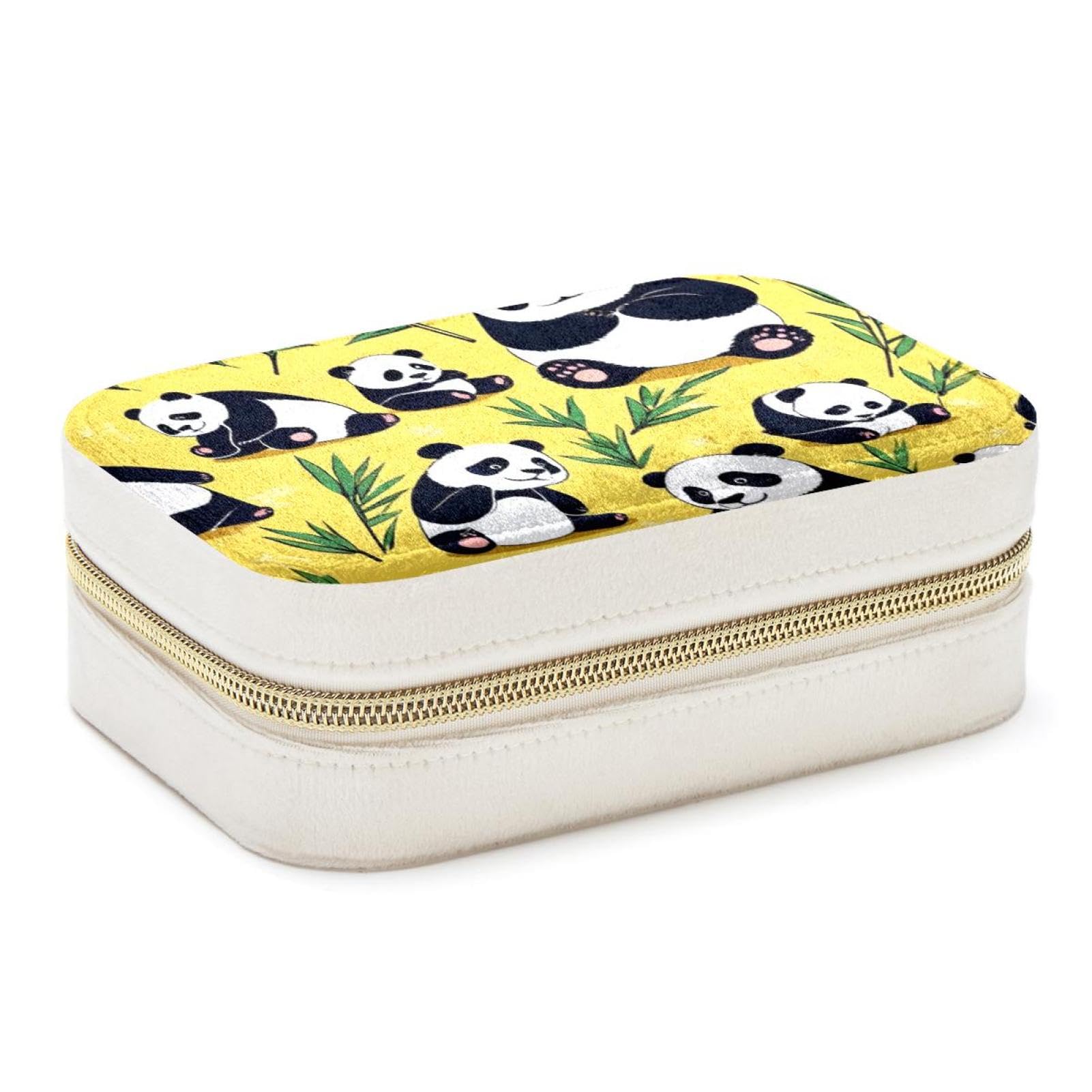 Boîte à bijoux voyage panda jaune pour bagues colliers et boucles