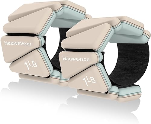 Hauwevson Pesas de muñeca para entrenamiento de fuerza, juego de 1 libra x 2, pulsera de pesas de silicona portátil, tamaño universal ajustable,