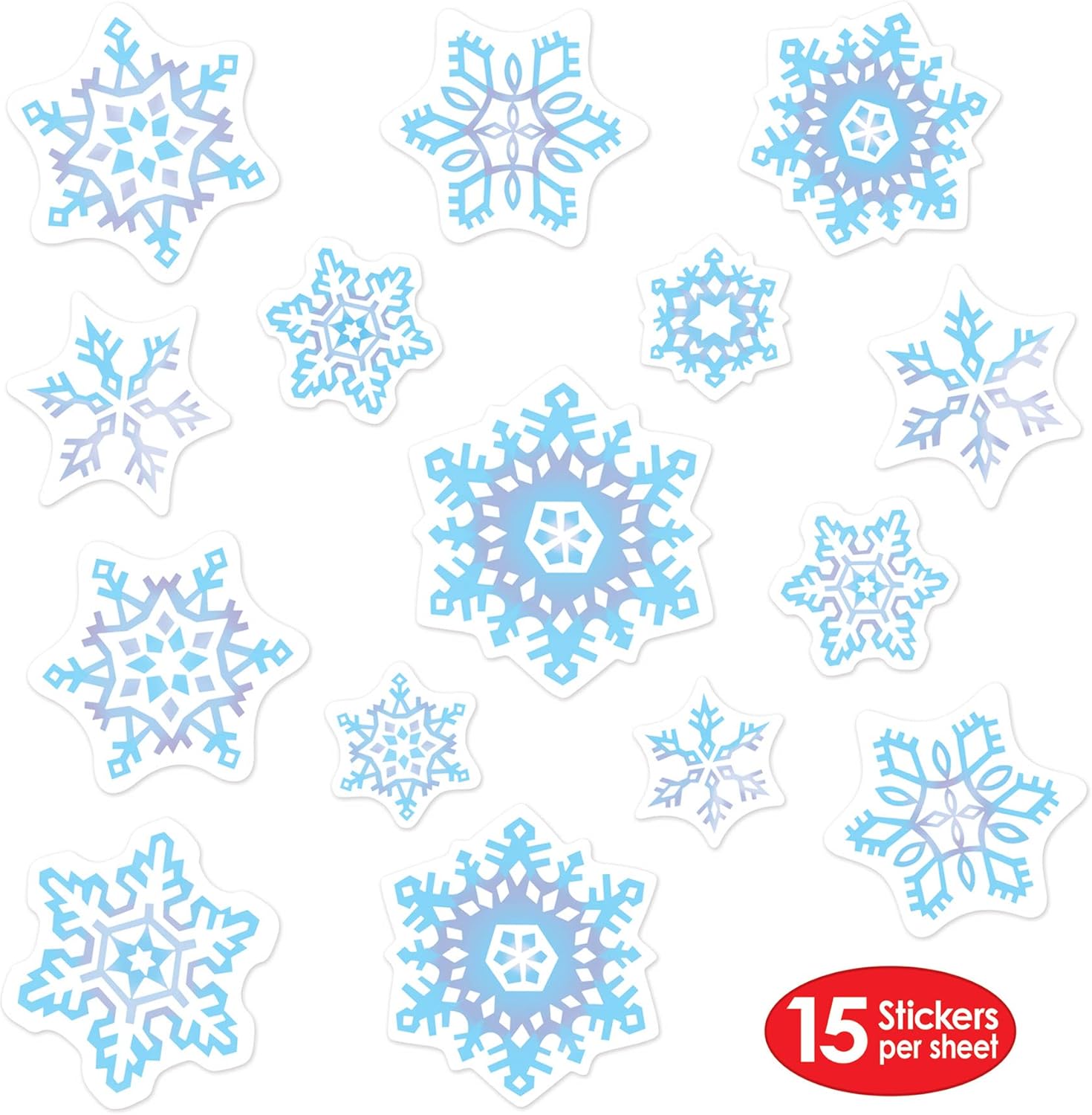 Beistle Snowflake Stickers – 60 Pack, Winter Snow Craft Stickers with Blue & White Designs, Holiday Scrapbook Seals for Christmas Cards, Gift Bags, Envelopes & Crafts, 4 Sheets with 15 Per Sheet - Image 2