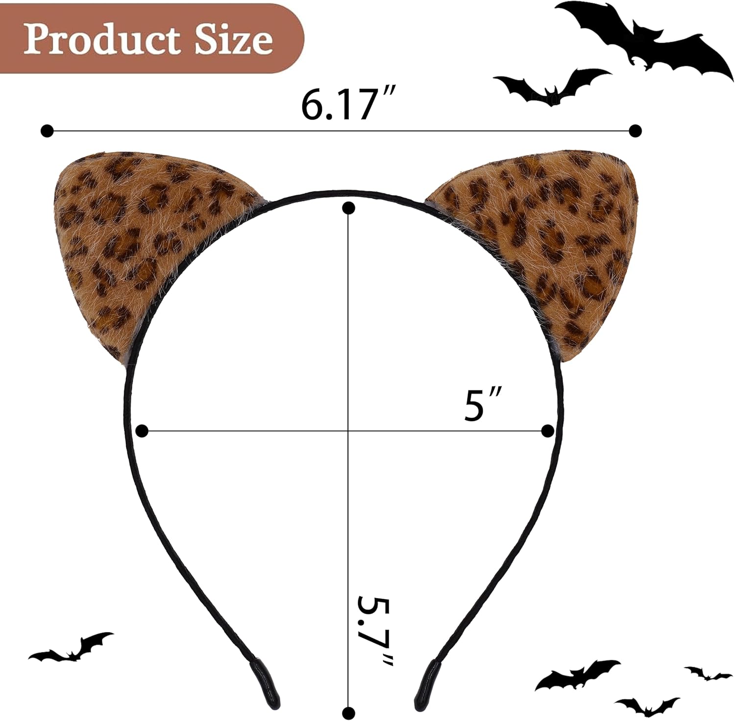 Komotu Leopard Ears Headband, Cat Ears Headband, Furry Padded Leopard Ears Cat Leopard Halloween Costume Accessories - Image 2