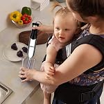 Mélangeur à main d'immersion électrique, OBERLY 500W Lourds 3-in-1 Mélangeur de bâtons à main, Smart Stepless, Lame en acier inoxydable avec lait frère, fouet d'oeuf pour mousse de café, smoothies et purée
