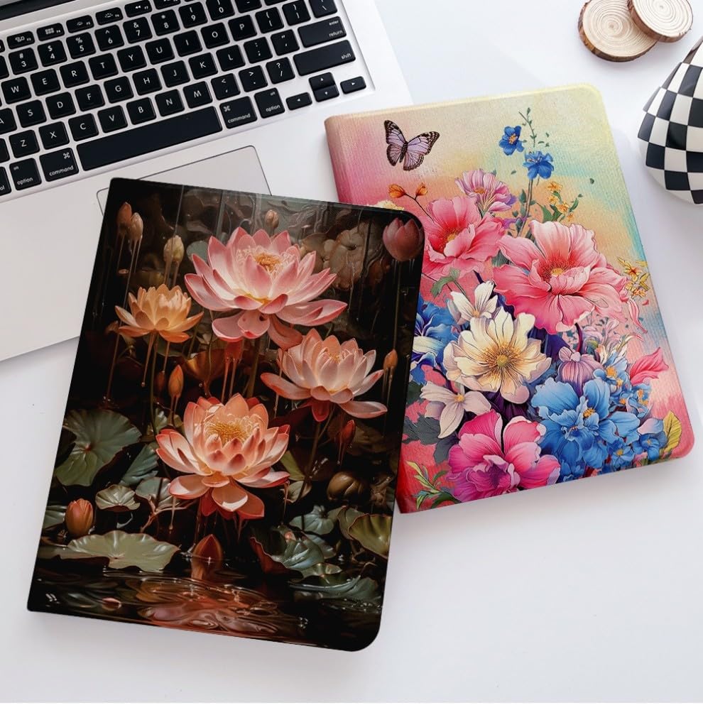 Étui compatible avec Samsung Galaxy Tab A7 10.4 2020 SM-T500 T505 T507 (motif : toutes les fleurs fleures) motif cuir flip back case cover