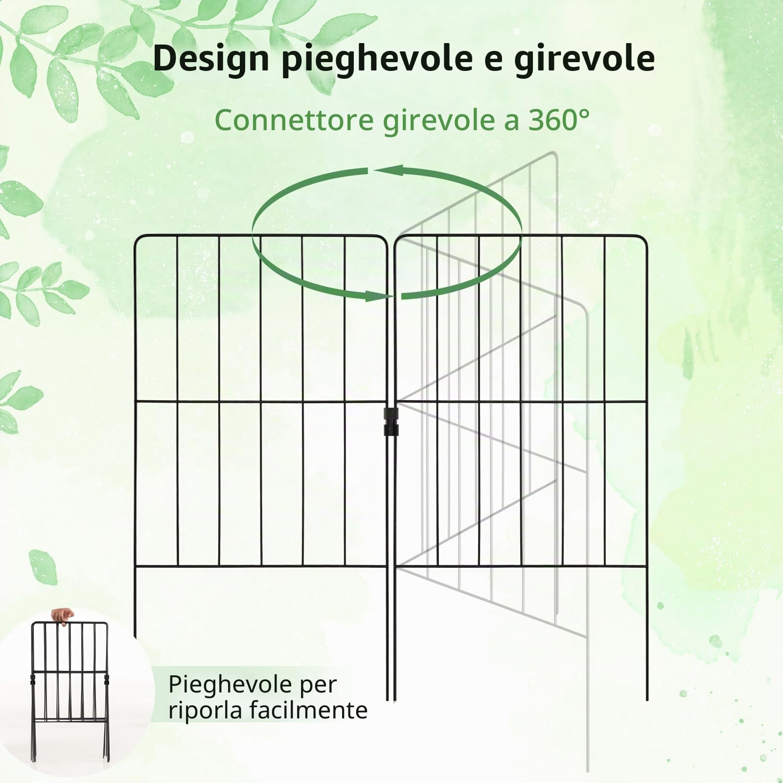 SOARS Recinzione da Giardino in Metallo 15/25 Pezzi, 60 cm di Altezza, Set Recinzione per Cani ed Aiuole, Recinto Decorativo Resistente ed Antiruggine, 33 x 60 cm (25 Pezzi)