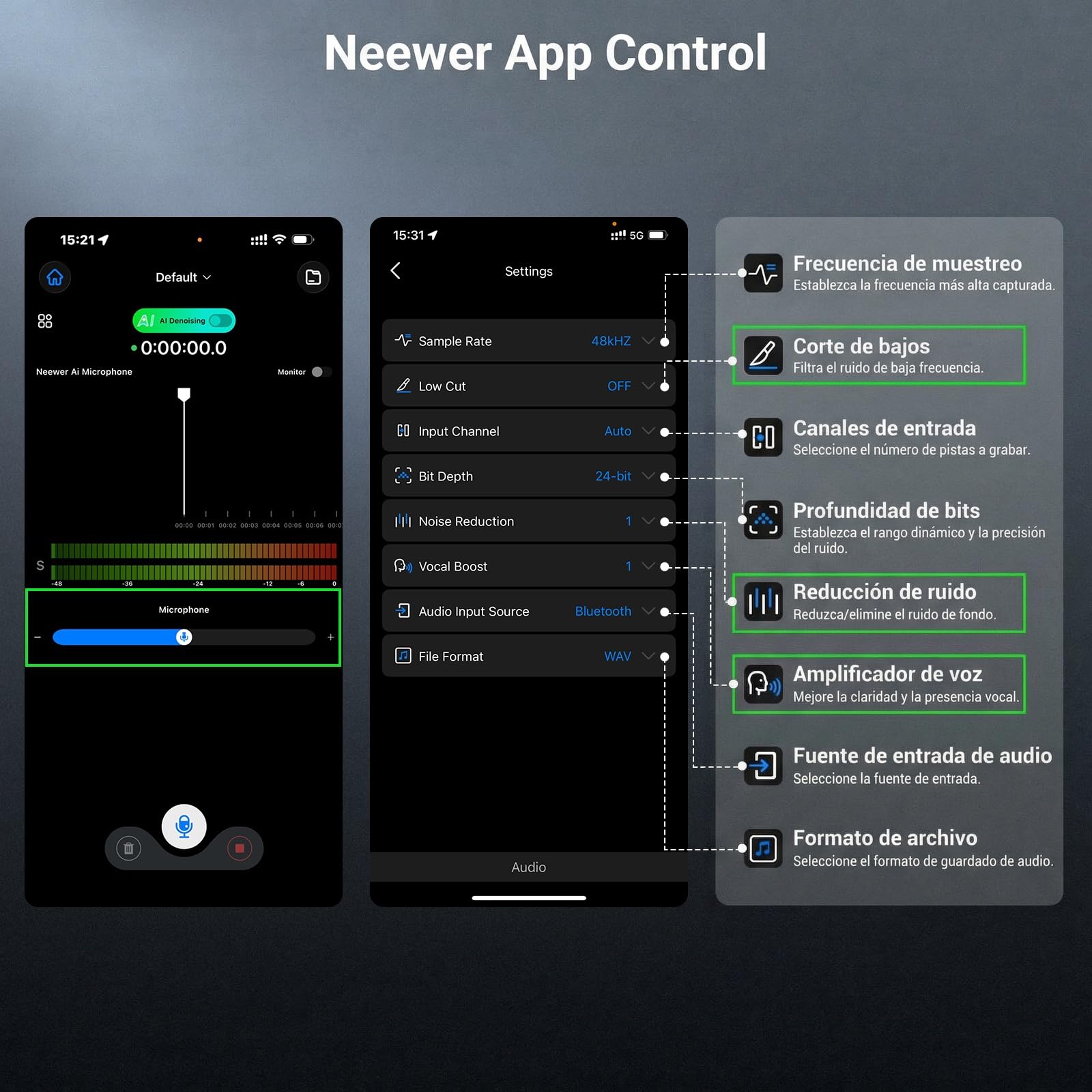 NEEWER CM36 Pro Micrófono Inalámbrico, AI Cancelación Ruido, 48KHz/32bits Float, 8GB Almacenamiento, 85dB SNR, 54h Batería con Estuche Carga, 328ft Range, Lav Mic para iPhone Android Vlog Camera PC
