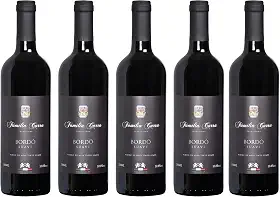 Kit 5 Vinhos Bordô Suave Família Carra 750 ml Gourmet Present Drink Especial Natal Coquetel Exótico Premium
