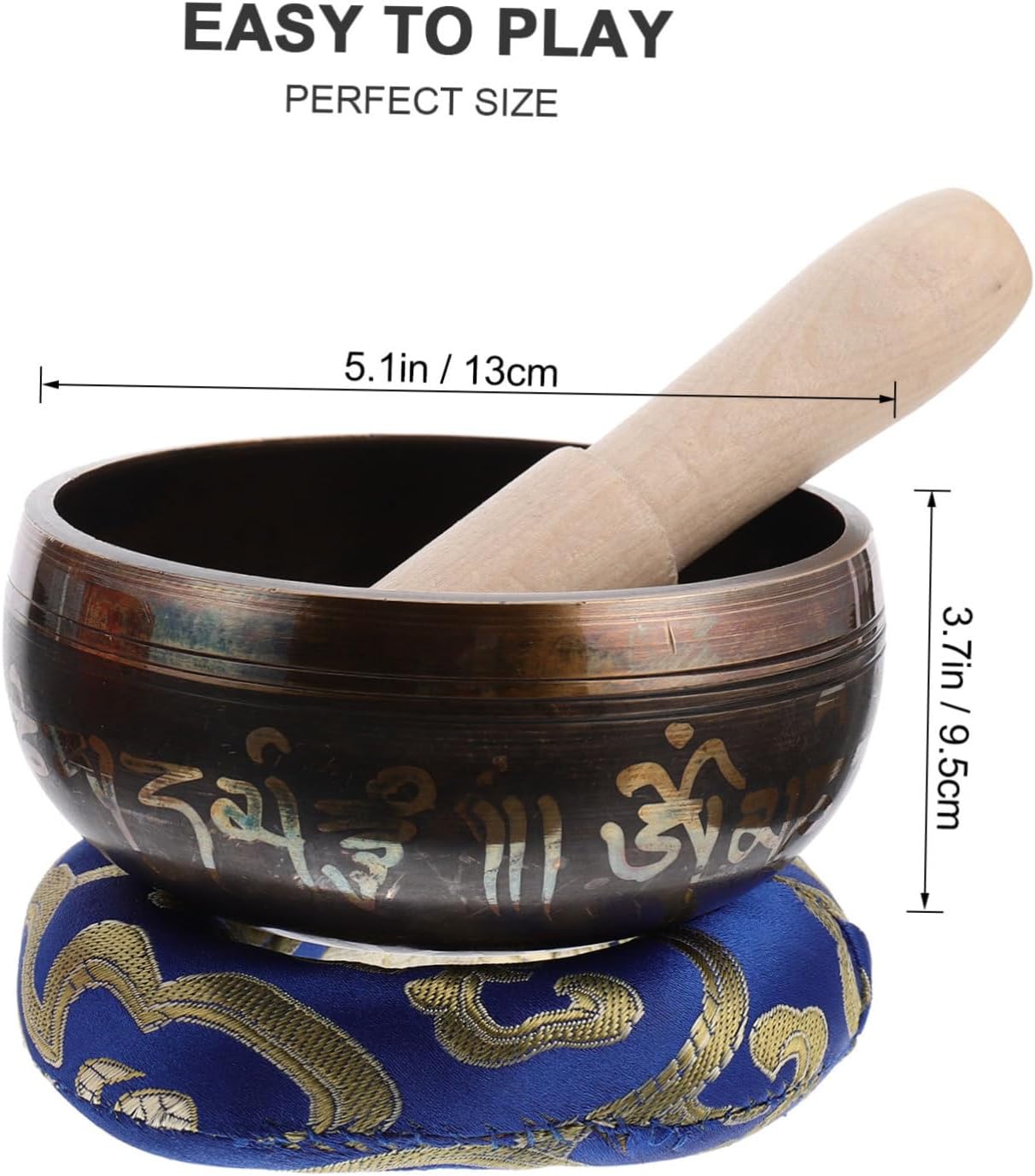 Yoga Meditation Bowl Set Tibetan Singing Bowl Wooden Mallet for Sound Healing Random Color
