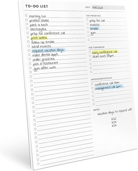 To Do List Notepad: With Multiple Functional Sections - Large
