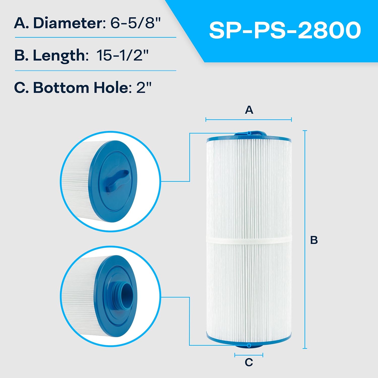 SpiroPure Replacement for Unicel 6CH-960 Jacuzzi Premium J-300 J-400 Filbur FC-2800 Pleatco PJW60TL-F2S Sundance Premium Spas 6540-476 6000-383 Hot Tub Spa Pool Filter Replacement Cartridge
