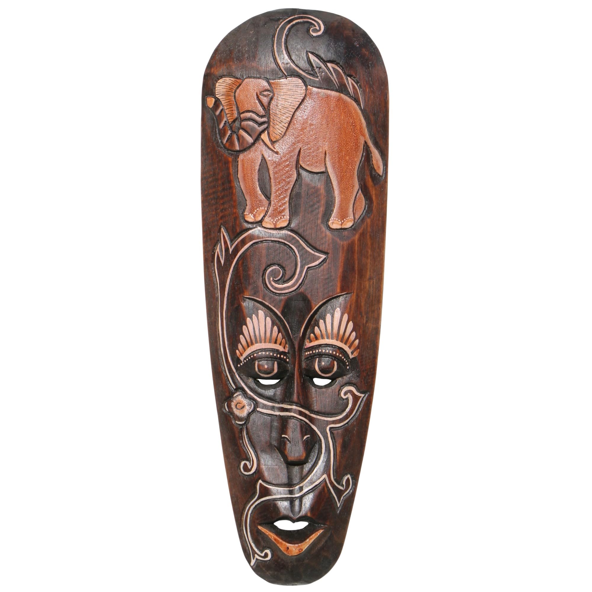 Wogeka - 50 cm Elephant Wall Mask - Handmade Wooden Gift Idea for Decoration, Carving of Bali, Africa Mask 103