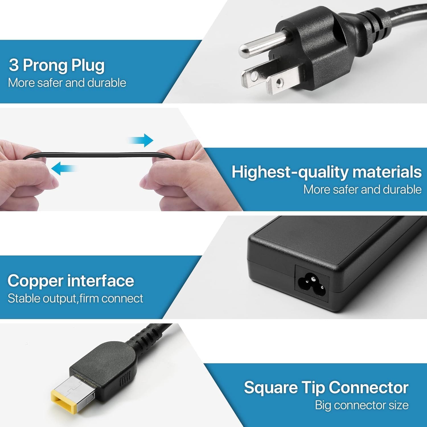 135W Square Yellow Tip Charger for Lenovo ideapad L340-15IRH L340-17IRH 81LK 81TR 81LLq Gaming Laptop Power Supply Adapter Cord