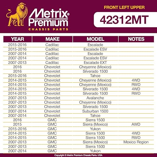 Miniatura 9 de Metrix RK621690 - Conjunto de brazo de control superior delantero izquierdo y rótula para Infiniti G35 2003, Infiniti G35 RWD 2004-2006, Infiniti