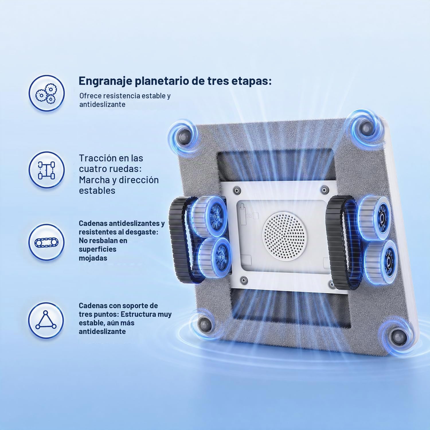 Robot Limpiacristales 9000Pa Doble Cepillo 6 Chorro