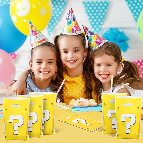 Miniatura 3 de Menipros 30 bolsas de recuerdo de fiesta de cumpleaños para Mario decoraciones de fiesta de cumpleaños, suministros de interrogación bolsas de dulces