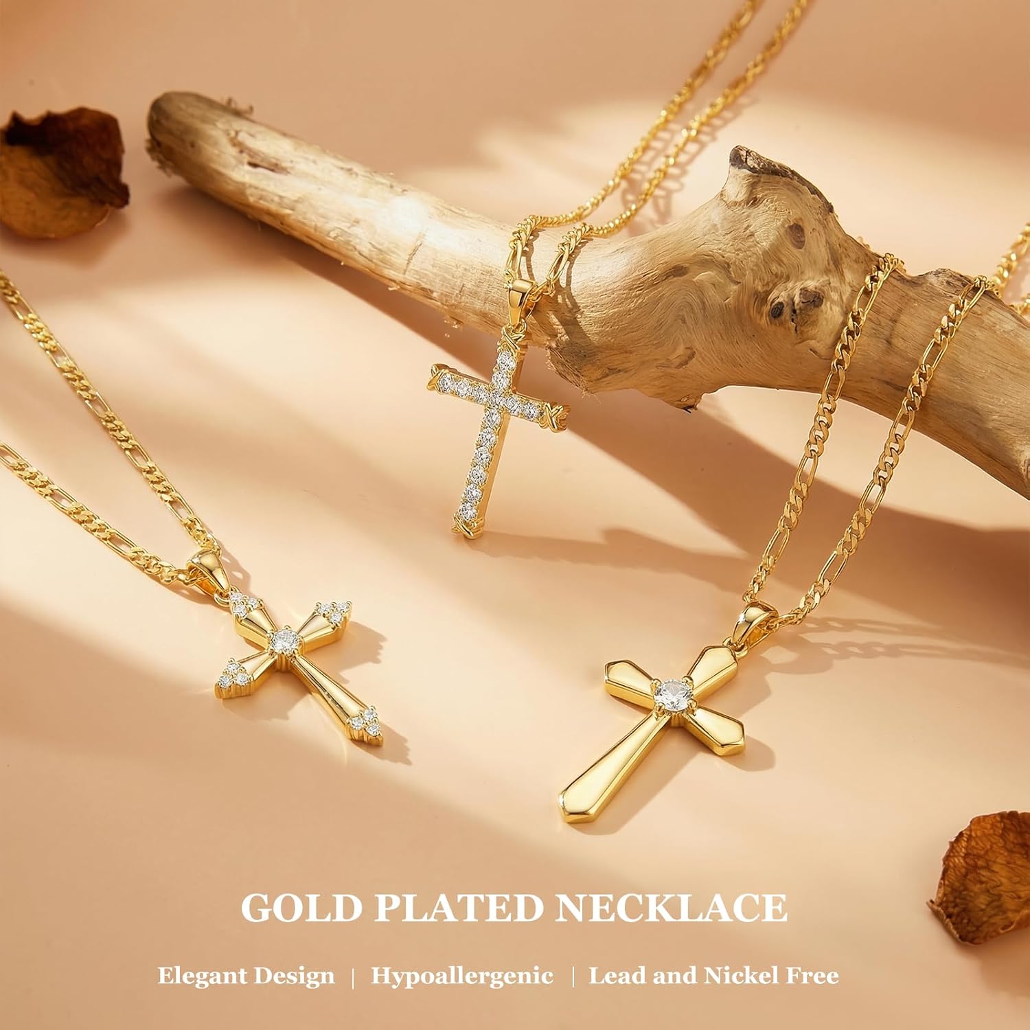 AiliFe 14K Gold Plated Cross Necklace for Women with Cubic Zirconia, Silver Crucifix Pendant Hypoallergenic Womens Christian Jewelry Gift for Birthday, Baptism, Communion - Image 4