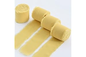 TofuN 4 Rolls Silk Chiffon Ribbon, 1-1/2 Inch x 22 Yards Wide Yellow Ribbon