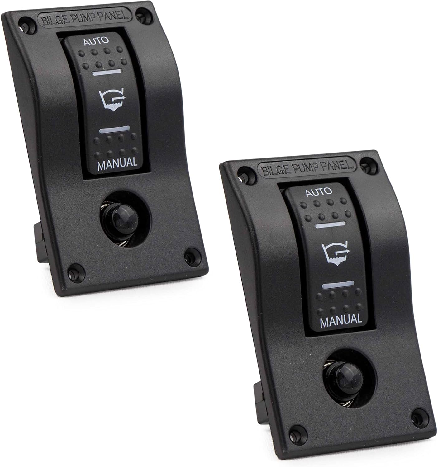 Five Oceans 3-Way Rocker Bilge Pump Switch, 12-Volts, 2-Pack, Marine Bilge Switch with Circuit Breaker for Manual and Automatic Bilge Pumps, LED Light Indicator - FO3851-M2