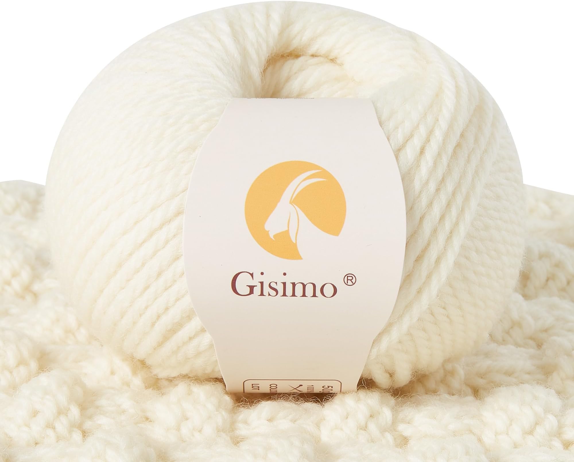 100% Merino Wool Yarn, 3-Ply Luxurious and Soft Yarn for Hand Knitting & Crocheting (Beige, 1Ball)