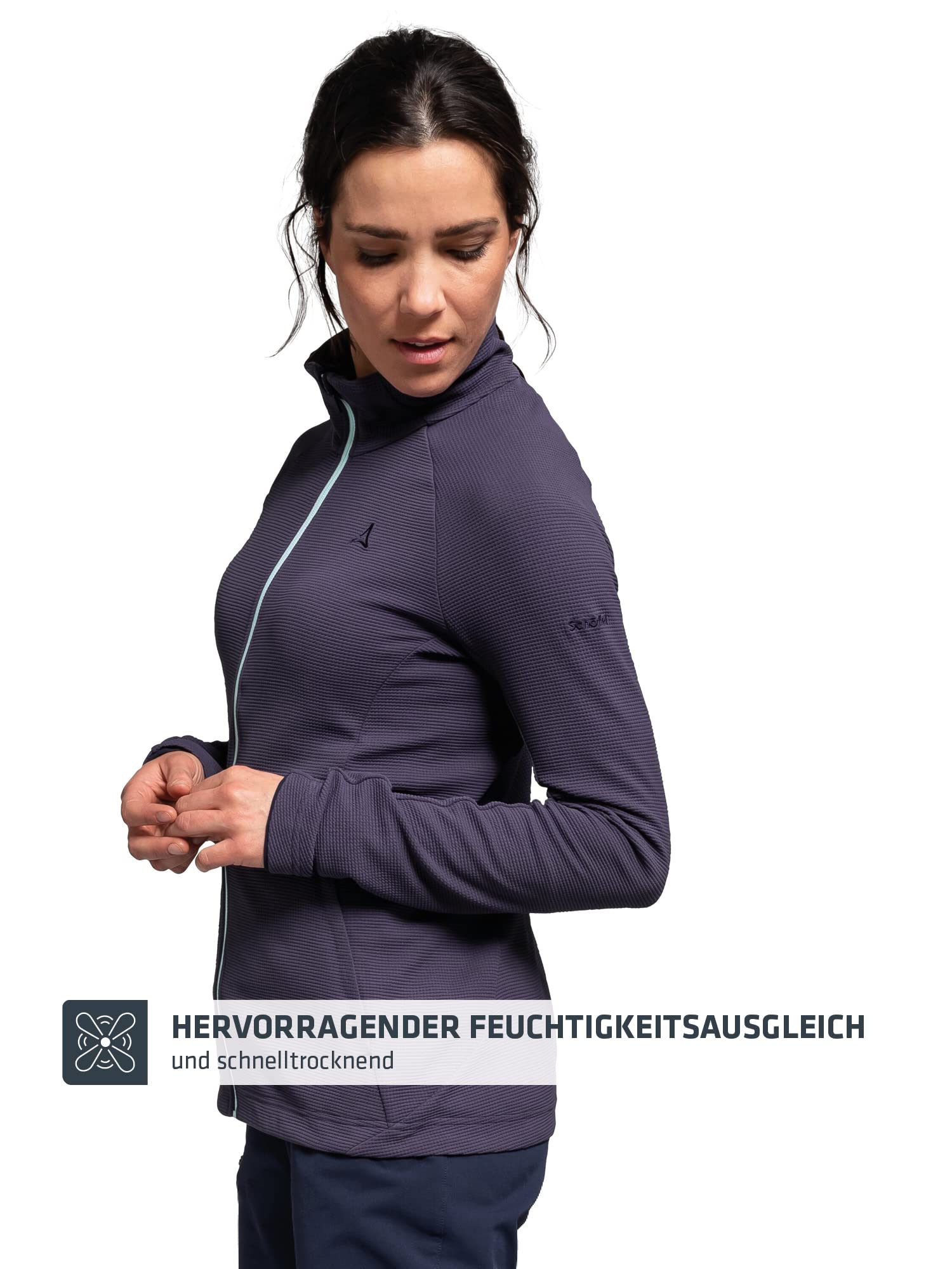 Schöffel Damen Fleece Jacket Schiara L, warme Fleecejacke mit Stretch, schnell trocknende Funktionsjacke mit Stehkragen