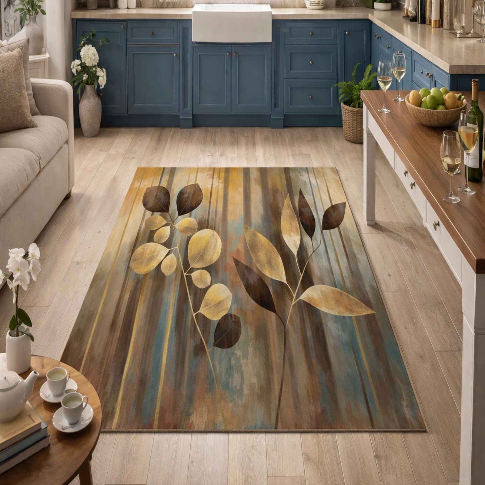Tapis de chambre adulte poils ras facile à nettoyer floral 160x230