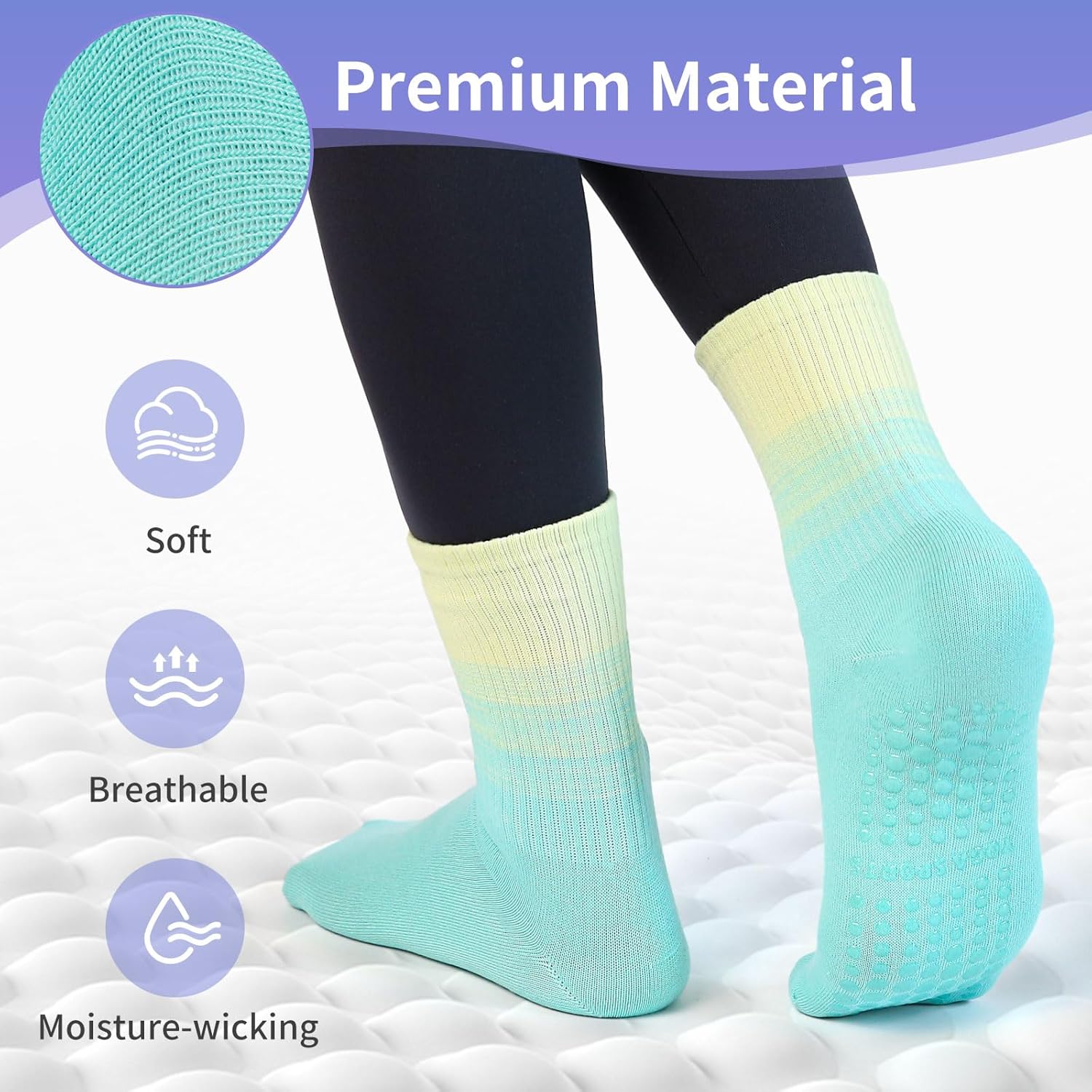 Cute Pilates Socks, Pilates Socks with Grips 5 Pairs for Women Non-slip Yoga Sock 7-9 for Barre Ballet Barefoot - Image 4
