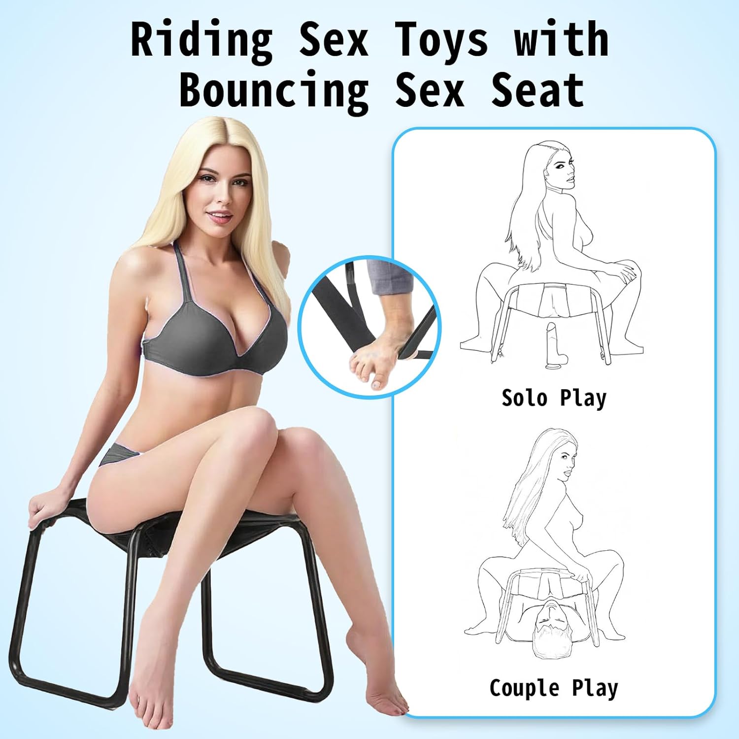 Sex Chair for Couples BDSM Sex Toys, Multifunctional Sex Position Enhancer Chair Adjustable Sex Bench with Bouncing Mount Seat, Weightless Riding Sex Stool Sex Furniture for Bedroom