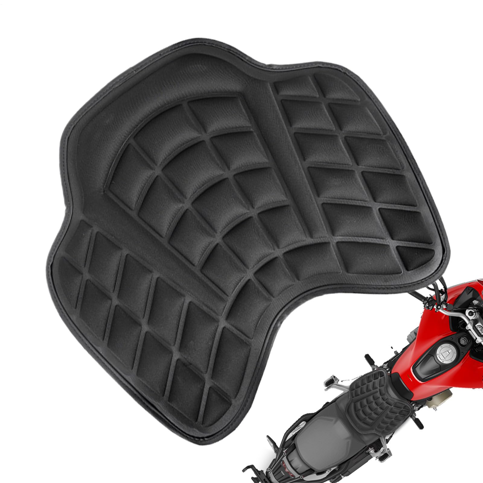 Generico Coussin De Siège De Passager Moto - Selle Gel, Ergonomique | Couvercle Confort Anti Vibration, Mousse Souple Couche Épais