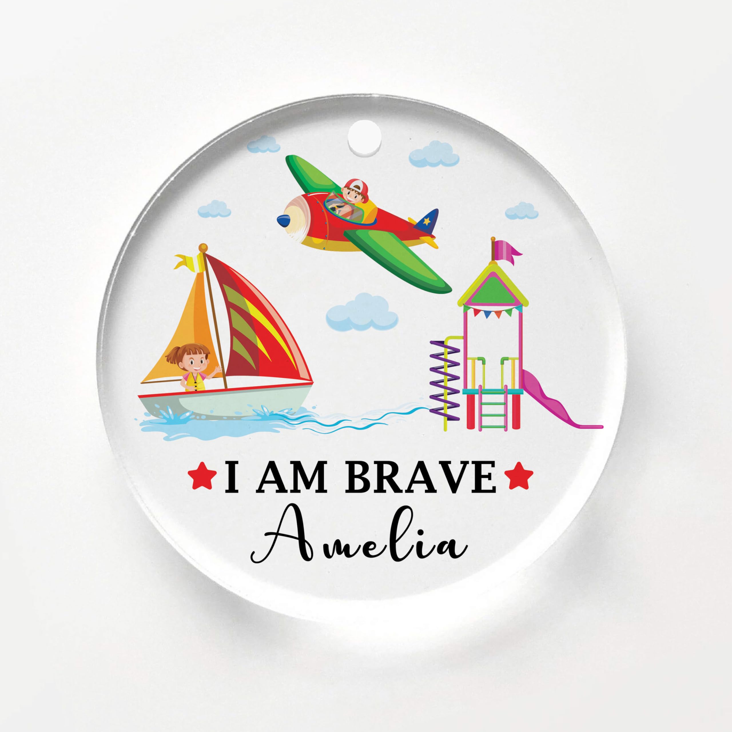 Personalised First Day of School Gift Acrylic Brave Button, Back To School Worry Anxiety Gift Keepsake Presents For Nursery Preschool Kids (SHIP)