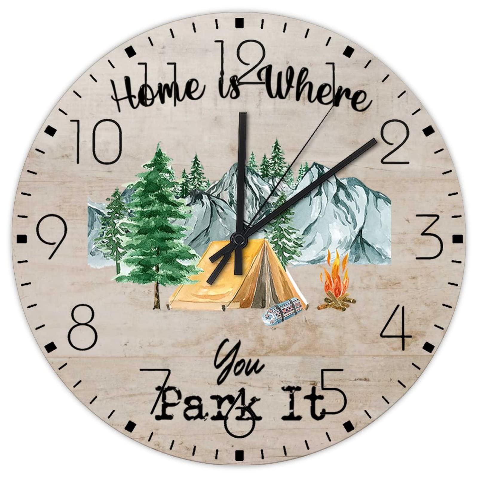 Horloge ronde en bois véritable au design nature pour une déco de ferme chic