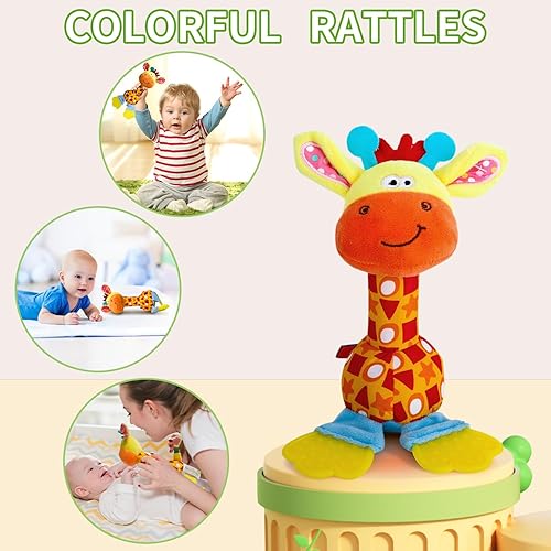 Miniatura 6 de HUADADA Sonajeros suaves para bebés, juguetes de agarre para el desarrollo infantil, juguetes de aprendizaje sensorial con mordedor, sonidos para