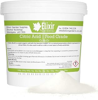 Elixir Citric Acid | 10kg Tub | Anhydrous Fine | for Use with Bath Bombs, Cleaning, descaling, Preservative, Cooking, Nutrient, Elderflower, Food Grade | Available Quantities (from 500g to 25kg)