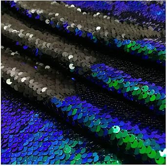 ShinyBeauty Sequin Fabric Mermaid Flip Up Sequins Reversible Sparkly Fabric Sold The Yard Dress/Decor/Clothing 1 Yards, Blue Green