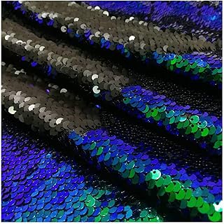 Sequin Fabric Mermaid Flip Up Sequin Reversible Sparkly Fabric Sold The Yard Dress/Decor/Clothing (1 Yard, Blue Green)