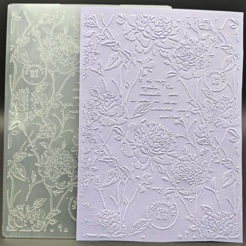 Plastic Embossing Folder 5x7 Inch Flowers & Stamps Paper Crafts Plastic Textured Impressions for Card Making Scrapbooking