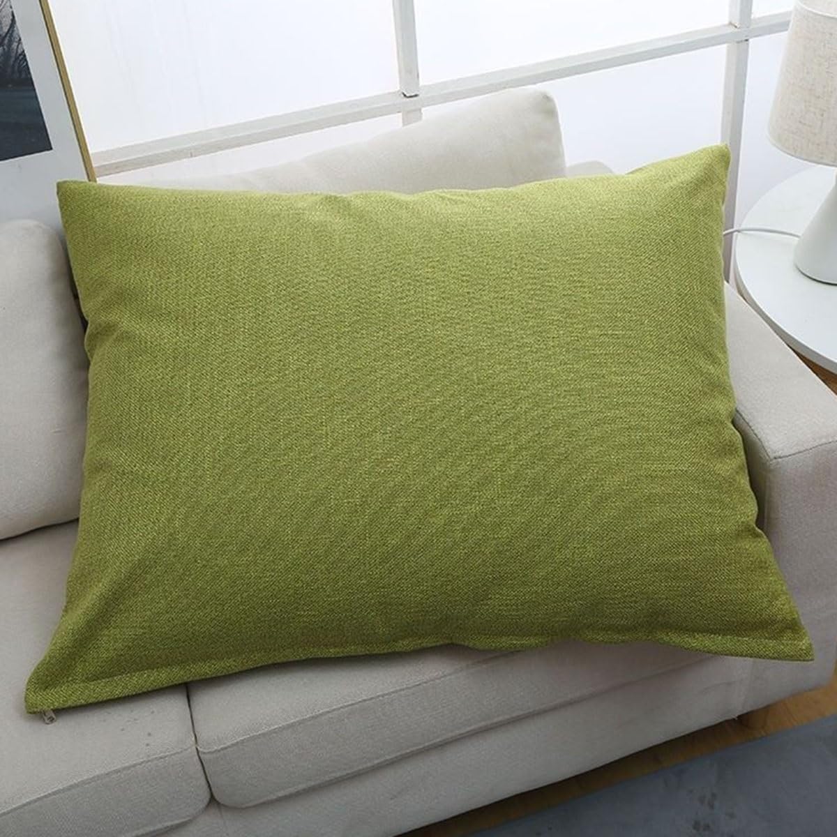 Swj-Swjssb Yellow Green Throw Pillow Covers Linen Pillow Covers With Zipper Cotton Decorative Pillows Rectangle Cushion Covers Farmhouse Boho Decor For Sofa Couch Bed Living Room ( Color : Size : 50X70 Cm )
