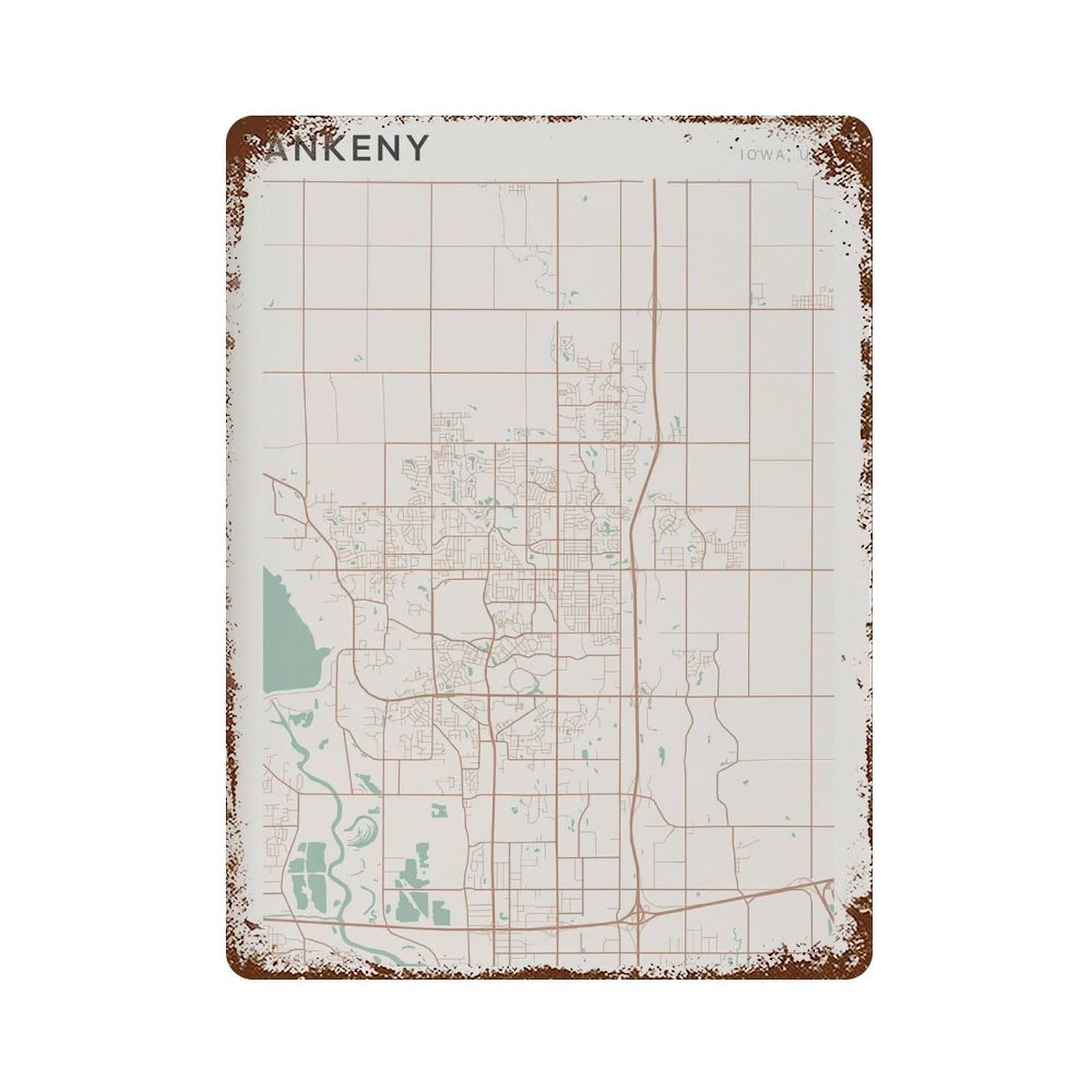xiaoxiaoshen Ankeny Map Iowa Travel Gift Farmhouse Decor (2) Wall Decor Art Metal Tin Poster Modern Home Decor Art Home Bar Shop Decorations Vintage Sign 40x30cm