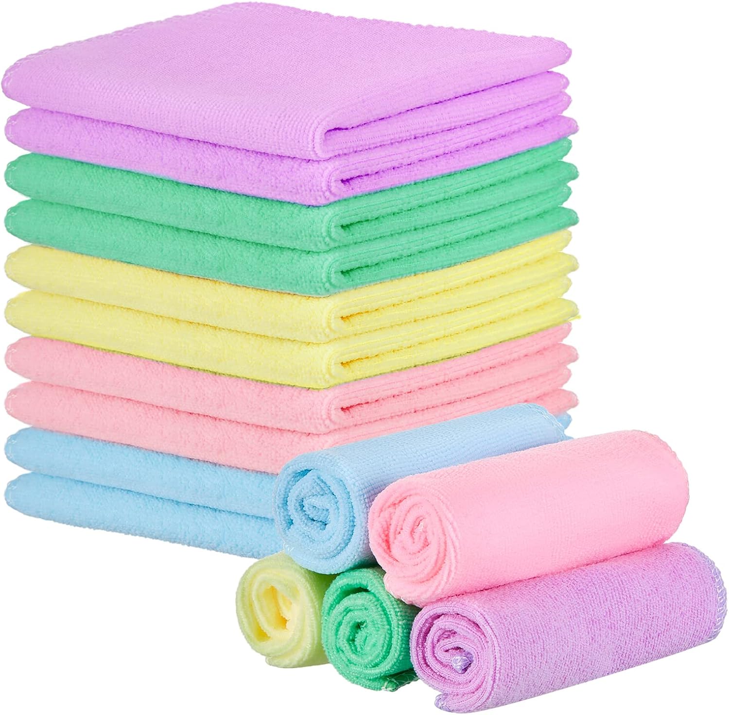 Hestya 50 Pcs Microfiber Face Cloths 9.84 x 9.84 inch Face Washcloth