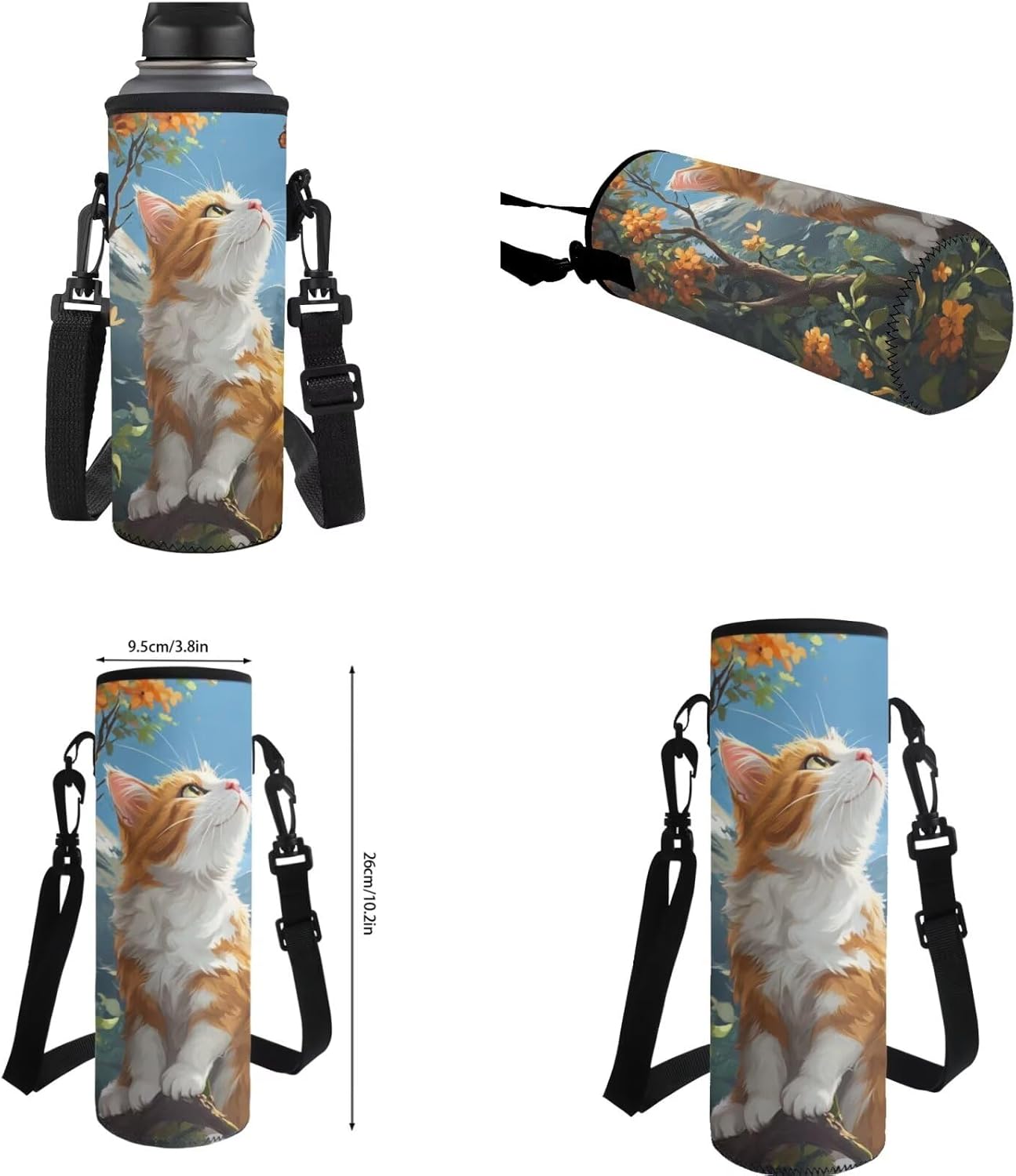 Gomyblomy Butterfly Cat Backpack for Girls 8-10 10-12 12-14 Girls Backpack with Lunch Box Set of 4 for Elementary Middle School Teens Bookbag 17 Inch Schoolbag for Kids Back to School Gifts