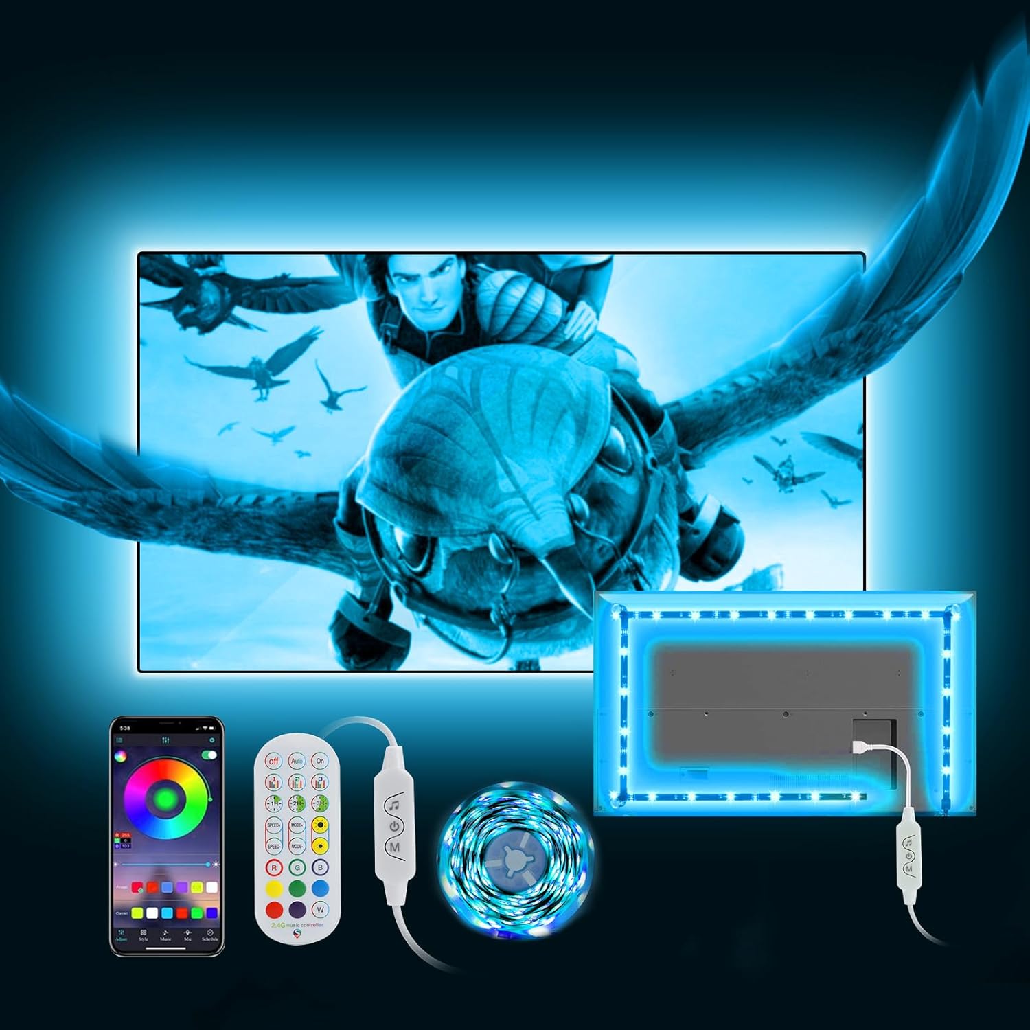 GIPTPLY LED TV Backlight, 16.4 ft USB Powered LED Lights