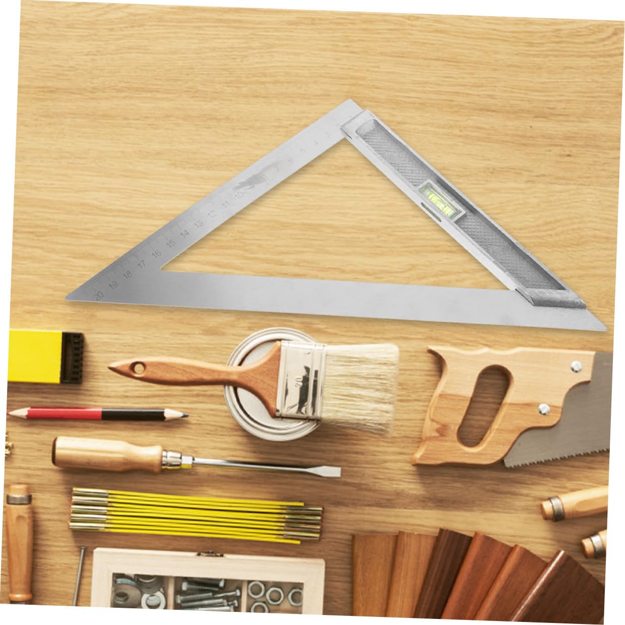 2pcs 90-Degree Framing Square with Level Woodworking Angle Clamp Metal Measuring Rulers for Carpentry and Layout Tasks