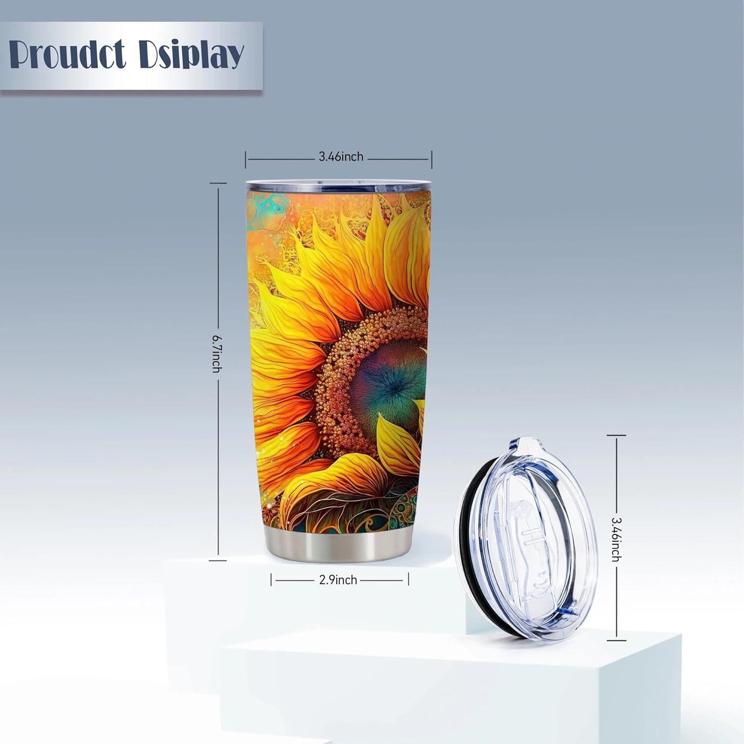 Sunflowers Gifts for Women,20 Oz Colorful Sunflower Insulated Stainless Steel Iced Coffee Tumbler,Funny Travel Mug Cup Water Bottle,Customized Gifts For Mom, Grandma, Boss Lady, Her Tumbler,1 Pcs - Image 5