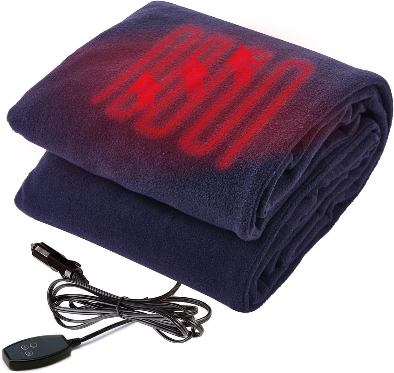Big Ant Electric Car Blanket 12V Heated Car Blanket with 4 Hours Auto Off, Fast Heating Level Electric Blanket for Car Truck SUV RV Car Electric Blanket 58" x 42" (Navy Blue, Upgrade Model)