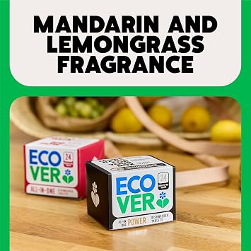 Ecover Power Dishwasher Tablets, Mandarin & Lemongrass, 45 Tablets