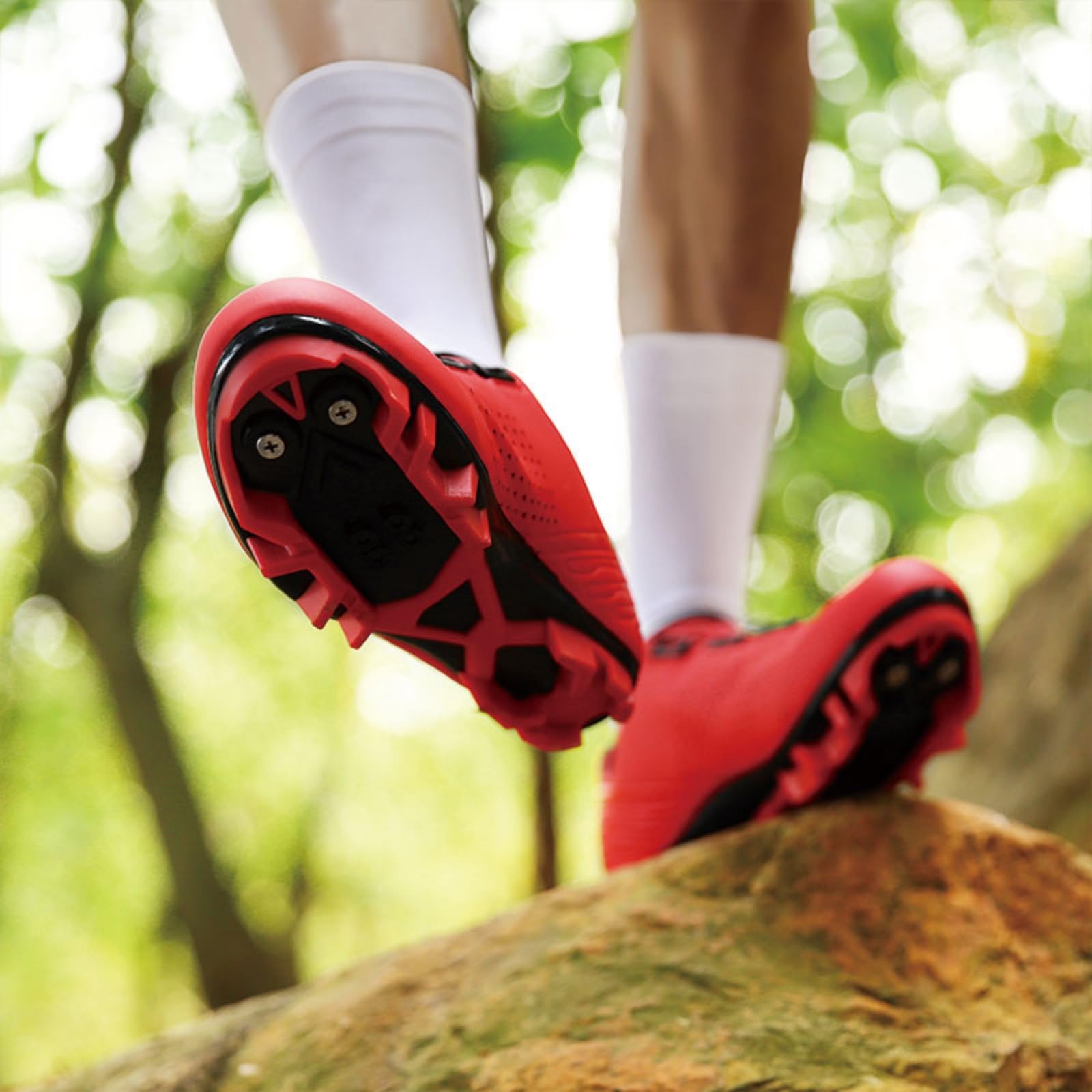 JiuQing Męskie buty do roweru górskiego z korkami SPD, 2 śruby, buty rowerowe MTB