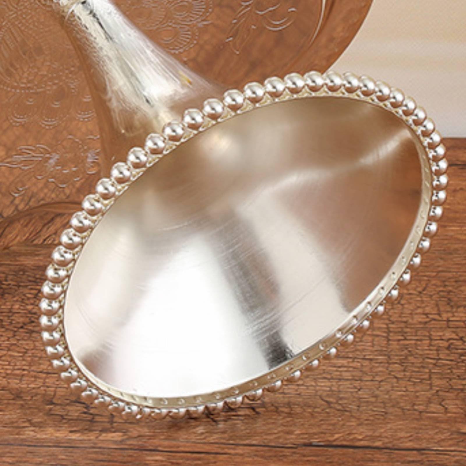 Silver Cake Stand Soporte Pastelero Bandeja Pedestal Base Repostera Amplio de 35.5cm y Borde Decorativo Adecuado para Bodas Cumpleaños Reuniones en de Postres, Forma De Flor De Ciruelo